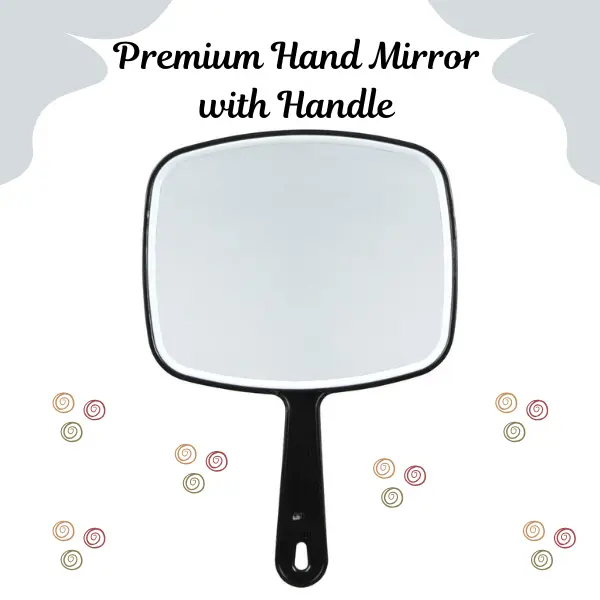 Premium Hand Mirror with Handle – Large Handheld Mirror 6.3" x 9.6" for Makeup, Hair, Barber & Salon Use | Portable Mirror with Distortion-Free Reflection