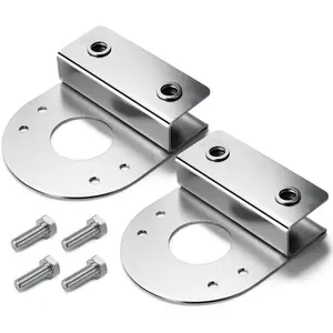 2Pcs Straight Down Watermelon Light Brackets, Clamp-On No Drill Under Glow Frame Mount, 304 Stainless Steel Polished Holder for 1.5" Center Hole Watermelon Lights, Fit Semi Truck Pickup Trailer