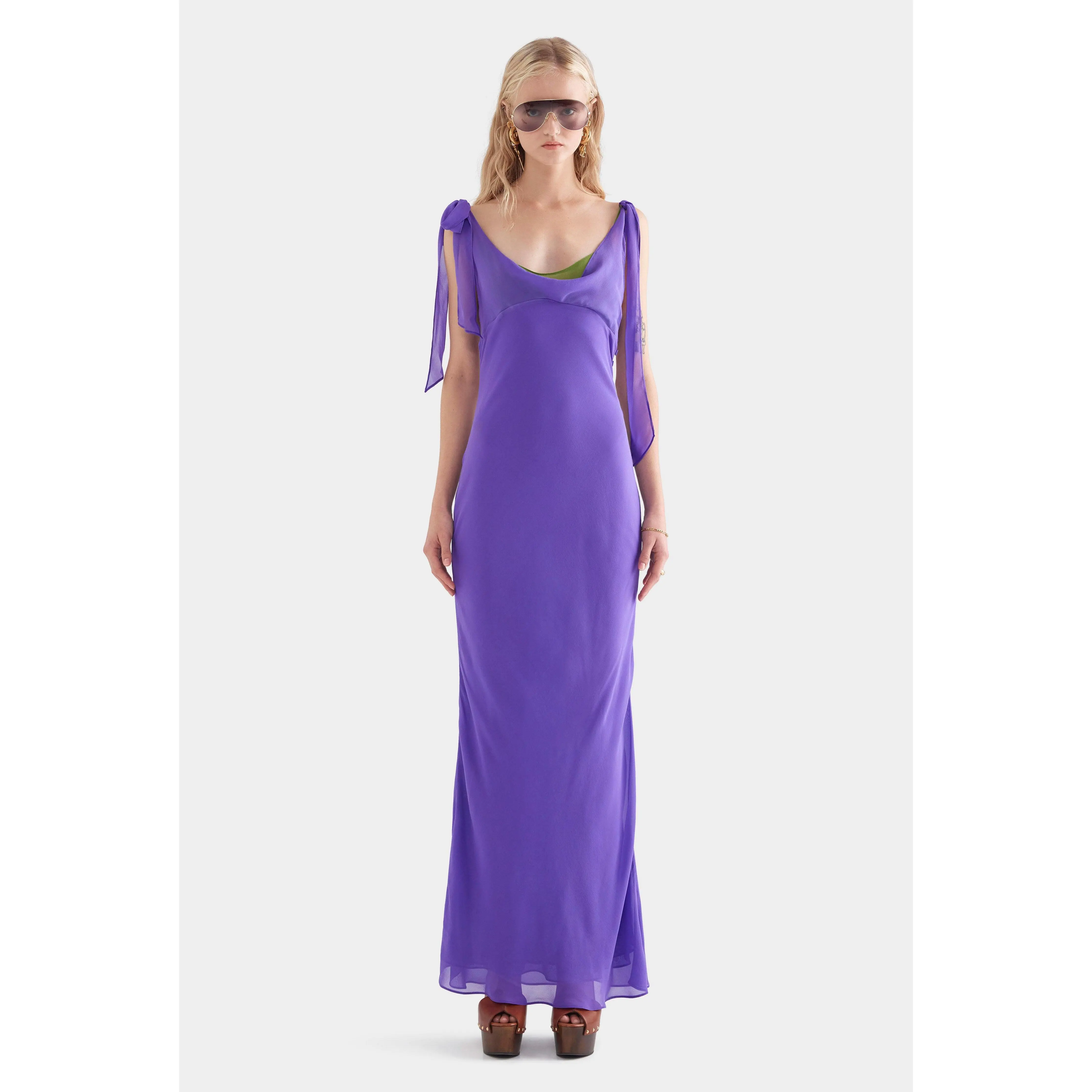 purple and green maxi dress Dekolte Strapless Green Purple Party Dress | Runway Catalog main image 1