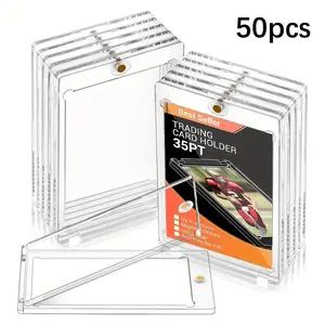 Premium 35 Pt UV-Resistant Acrylic Magnetic Card Holders, Durable & Transparent Display Cases, Top Magnet Closure for Baseball Cards