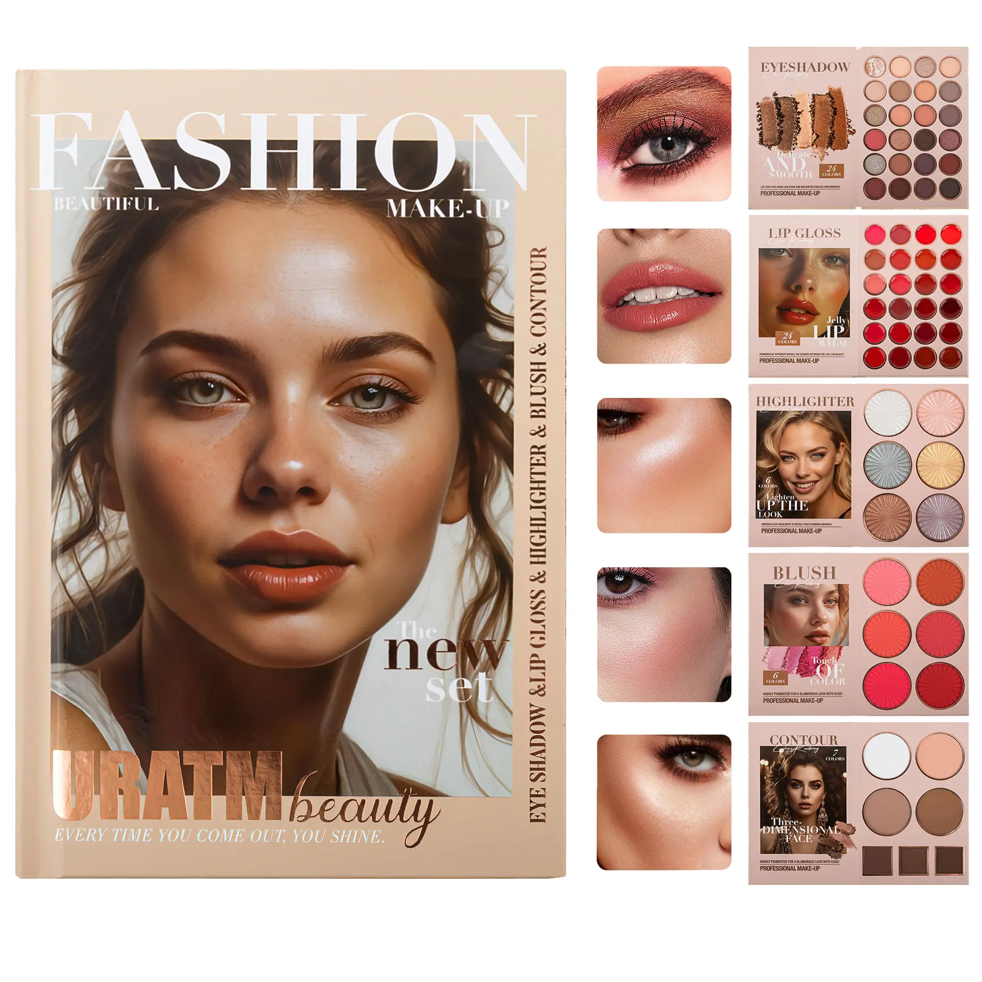 67-Color Makeup Kit Set - Glossy Smooth Beauty Products with 24 Eyeshadows, 10 Lip Glosses, 10 Highlighters, 6 Blushes, 7 Contour Shades, Cream Bronzer Stick for Professional Look, Color Correction, Christmas Gifts (For Ms. Jeanie Flower Knows Fans), Lip