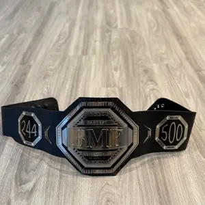 BMF Baddest Mother Fcker Silver Wrestling Champions Belt 2MM brass original Leather