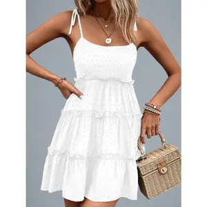 Shiny Frill Spaghetti Strap Tiered Dress