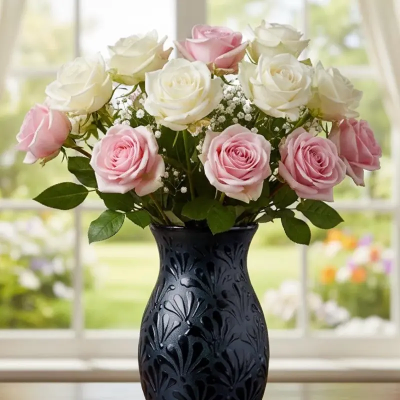 Handmade Black Flower Vase - Elegant Design for Home Decor