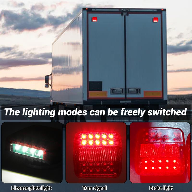 Wireless Magnetic LED Trailer Light, Ip67 Waterproof Rechargeable Wireless Trailer Tow Lights Kit with 7 Pin Plug, Tail Stop Turn Signal License Plate Lights for 12V RV Pickup Trucks Marine Boats