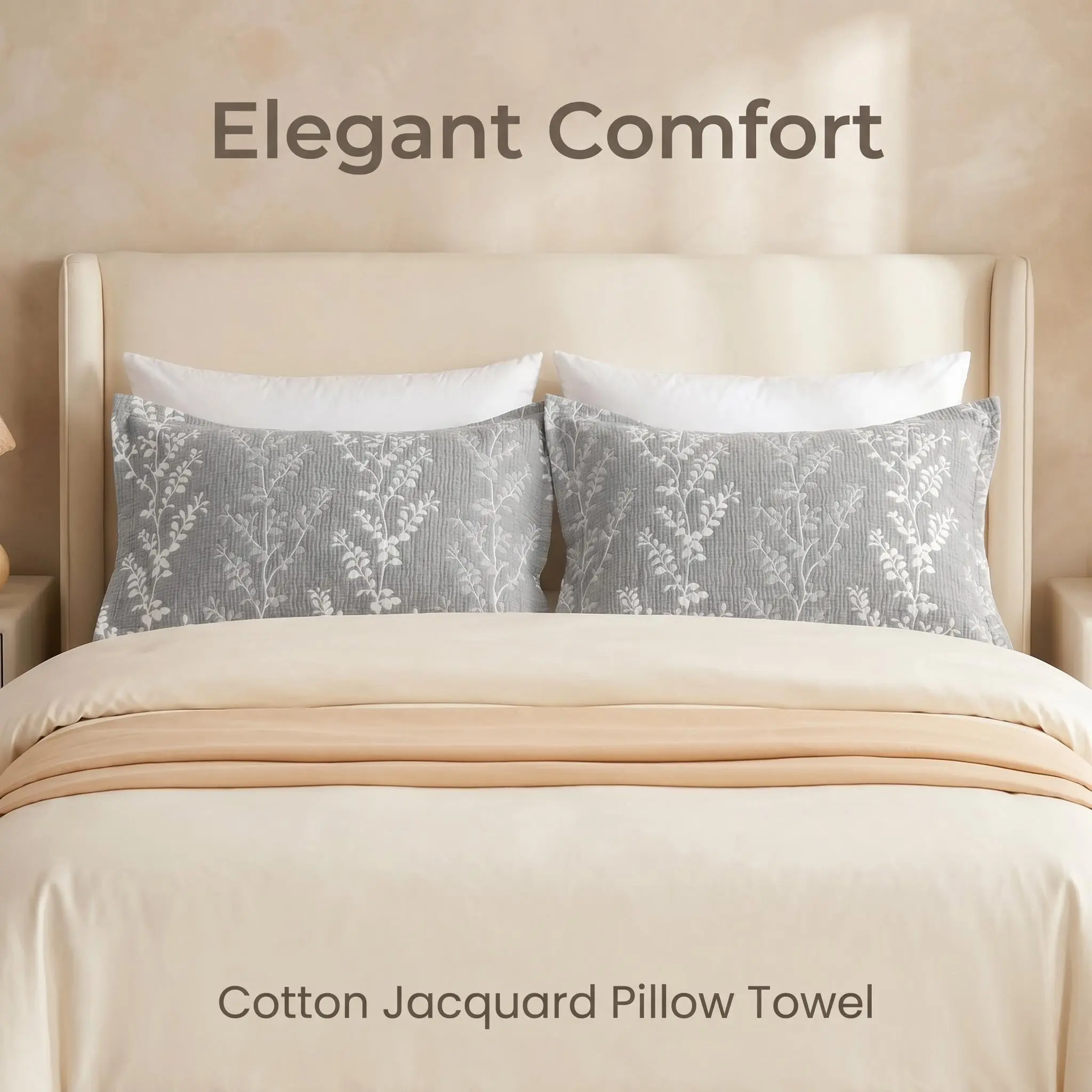 Bedsum 2 Pcs Muslin Cotton Pillowcases - Soft, Breathable & Hypoallergenic, Gentle on Skin, Bedding Accessories