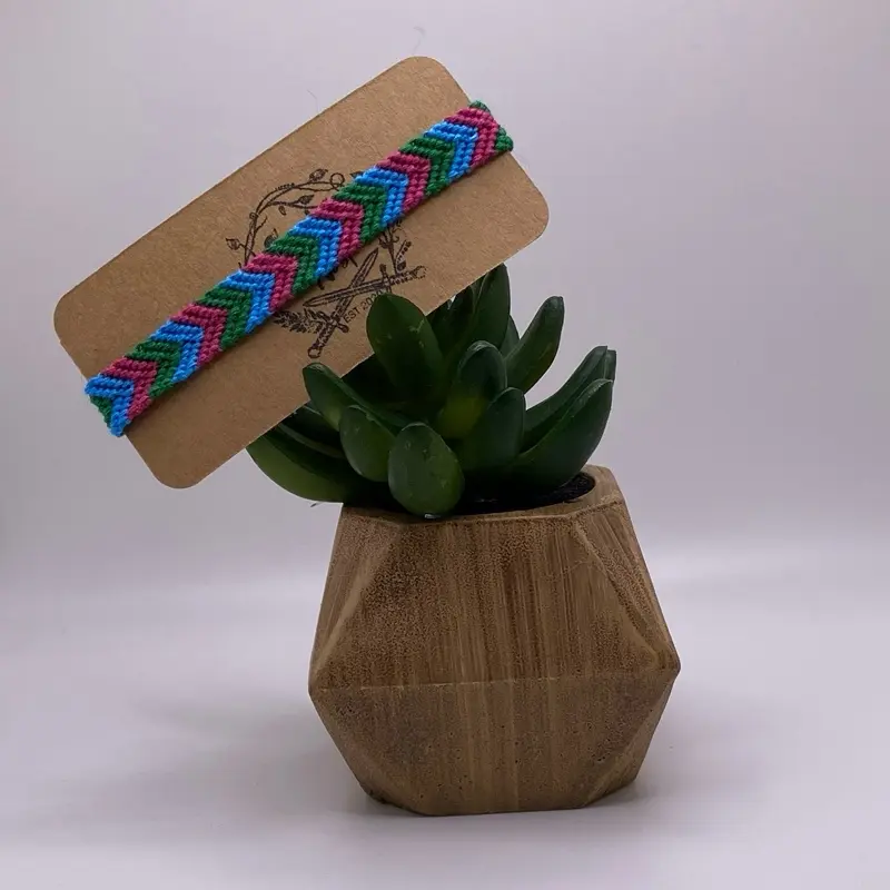 Polysexual Chevron Pride Friendship Bracelet - High-Quality Cotton Embroidery Floss, Adjustable Sliding Knot, LGBTQ+ Support Fashion Accessory