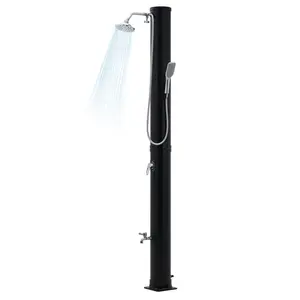 Outdoor Pool Shower Station – 35L Freestanding Solar Heated Shower with Handheld Spray Wand, Adjustable Temperature & Weather Cover