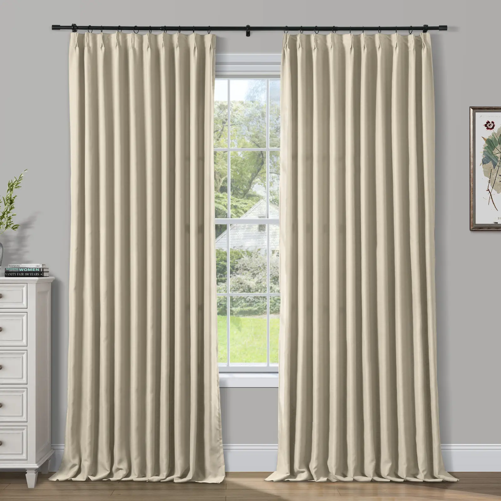 TWOPAGES Atlanta 100% Blackout Curtains, Thermal Insulated Window Curtains, Room Darkening Drapes for Bedroom & Living Room, Single Panel, Back to School