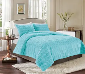 Mocassi Fluffy 3-Piece Faux Rabbit Fur Comforter Set