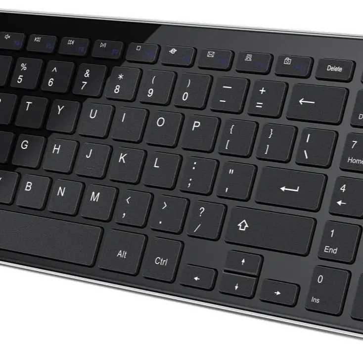2.4G Wireless Keyboard Stainless Steel Ultra Slim Full Size with Numpad for Enhanced Typing Experience