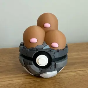 #0051 Dugtrio Ball - Made to Order, High-Quality PLA, 3D Printed Pokeball Figure Decorative Collectible
