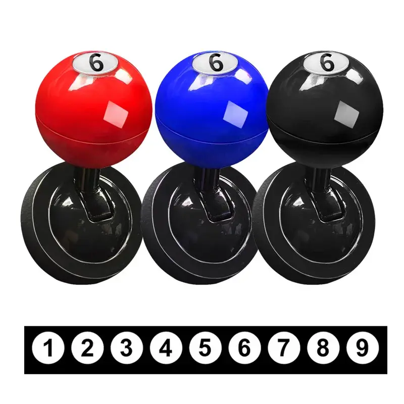 Billiard-Style Metal Car Push Start Button Cover, Universal Automotive Vehicle Interior Pool Cue Joystick Ignition Lever, Interchangeable Shift Knob, Trendy Gift for Men (Fits Cars/PCs/Gaming)