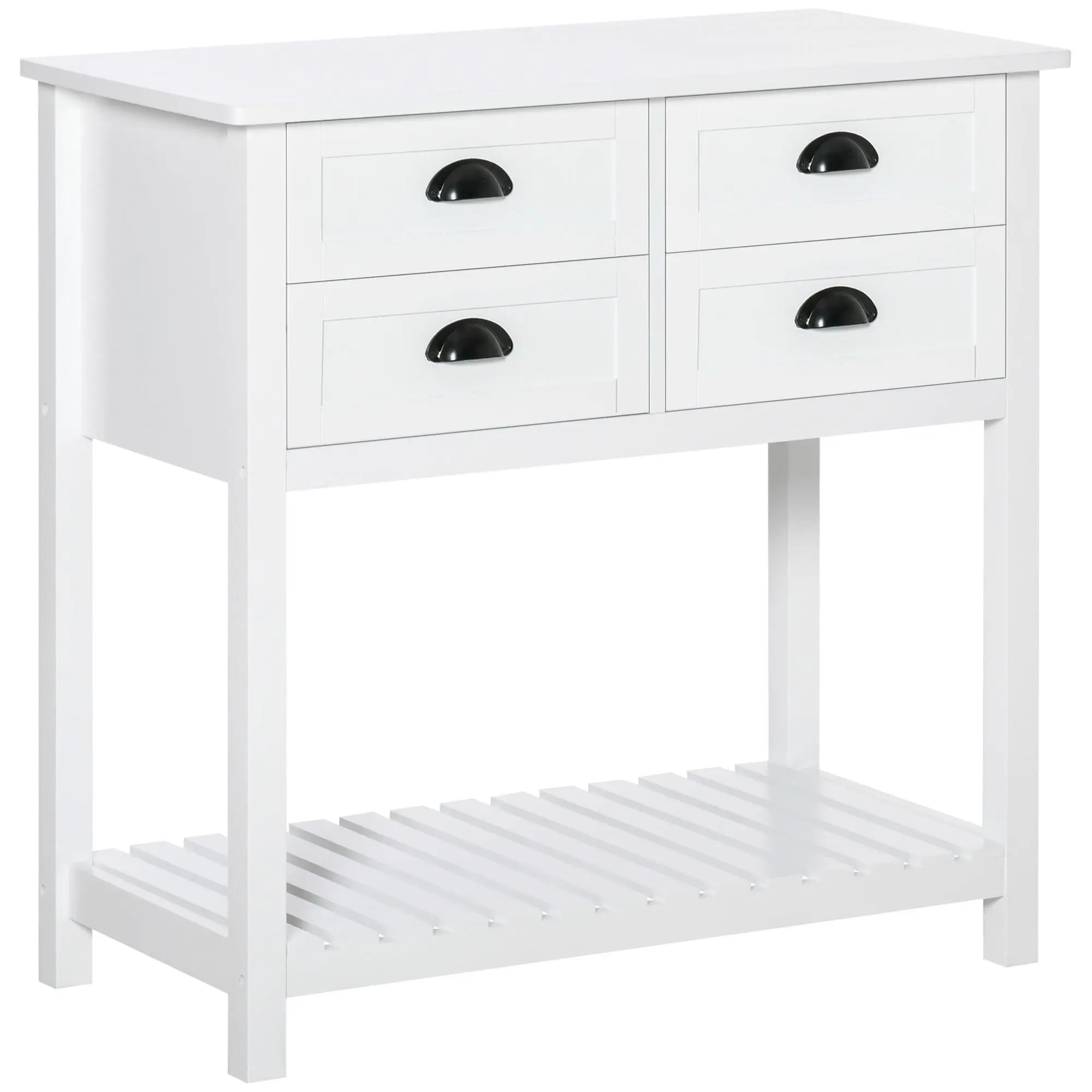 HOMCOM Coffee Bar Cabinet, Sideboard Buffet Cabinet, Kitchen Cabinet with 4 Drawers and Slatted Bottom Shelf for Kitchen, Living Room, Gray