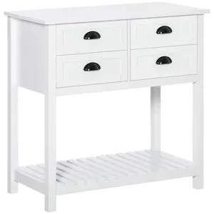 HOMCOM Coffee Bar Cabinet, Sideboard Buffet Cabinet, Kitchen Cabinet with 4 Drawers and Slatted Bottom Shelf for Kitchen, Living Room, Gray