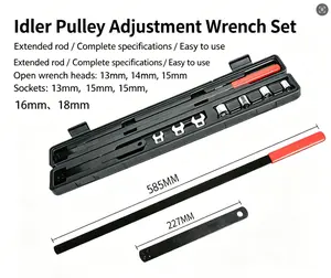 8-Piece Idler Pulley Wrench Set, Cr-V Socket Wrench with Gauge, Engine Belt Pulley Adjustment Tool