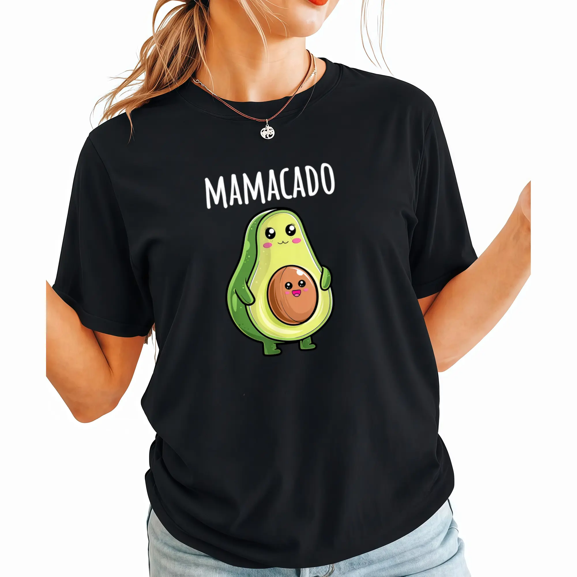 100% Cotton Womens Pregnancy Announcement Shirts Women Mom Funny Mamacado T-Shirt