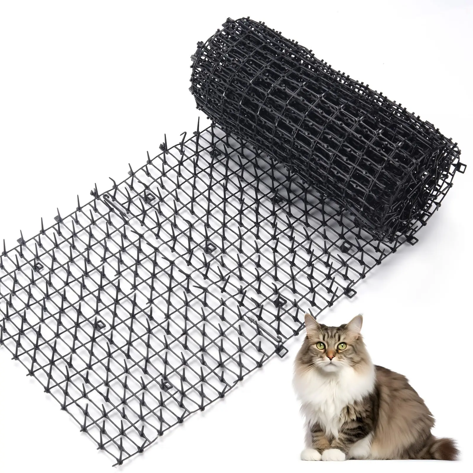 Cat Scat Mat with Soft Spikes, Humane Indoor/Outdoor Cat Deterrent Mat for Garden, Countertops & Furniture,