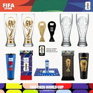 【FIFA World Cup 2026】 Official Licensed FIFA Merchandise Collection  Premium Soccer Souvenirs: Glass Beer Mugs, Scarf, Whistle Cup & Fan Gift Set Bundle