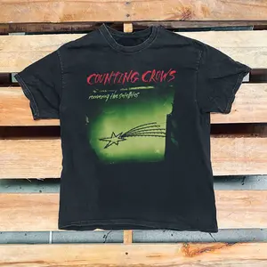 90s Counting Crowd 'Recovering the Satellites' Vintage Black Tee, Urban Street Style Vintage Graphic Tee Unisex Cotton Top, Y2K Grunge Aesthetic, Trendy T-Shirt, Casual Daily Wear, Gift T-Shirt Top Menswear Womenswear Streetwear