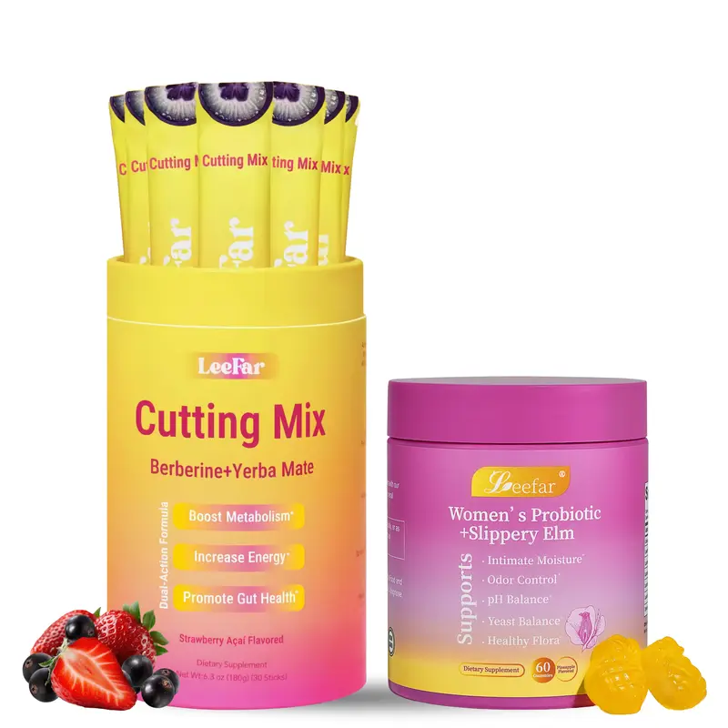 [Live Exclusive] LEEFAR Glow Up Duo — She Juicy Women’s Probiotic + Slippery Elm & Cutting Mix with Berberine + Yerba Mate Support