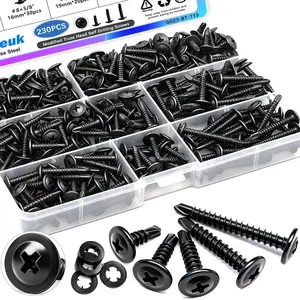 PCS# Self Tapping Screws, Stainless Steel Self Tapping Screws for Metal,/",/",/",",/" Modified Truss Head Self Drilling Screw for Metal (PCS Screw+PCS Washers)