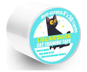 Polarduck Anti Cat Scratch Tape, 4 inches x 30 Yards Cat Training Tape, 100% Transparent Clear Double Sided Cat Scratch Deterrent Tape, Furniture Protector for Couch, Carpet, Doors, Pet & Kid Safe