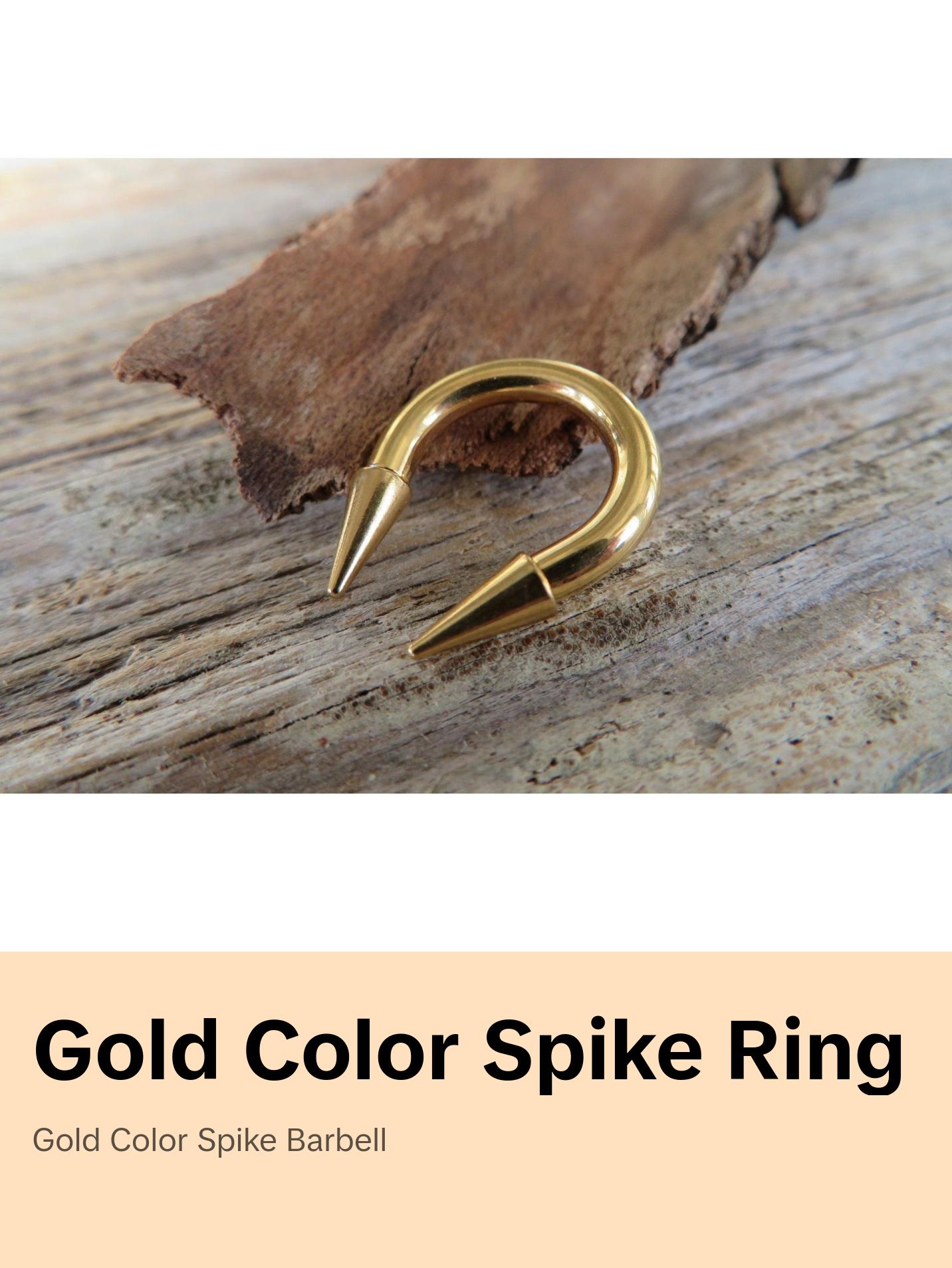 12G 10G 8G Gold IP Horseshoe Long 8mm Spike Surgical Steel Barbell Piercing 12G (2.0mm) 10G (2.5mm) Septum