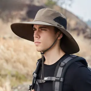 Fishing sun protection hat for men, men's summer sun hat for shading, fisherman-style mountaineering sun hat, UV protection fishing hat, 2025 wide-brimmed hat, outdoor breathable waterproof quick-drying mesh hat, folding type