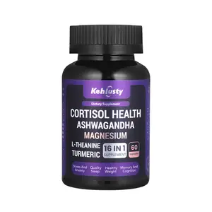 Women's Edible Organic Cortisol Support Dietary Supplement - 16-in-1 Adaptogen Mix with Ashwagandha, L-Theanine, Adaptogenic Mushrooms - 60 Capsules for Stress Relief, Mood Balance, Fitness