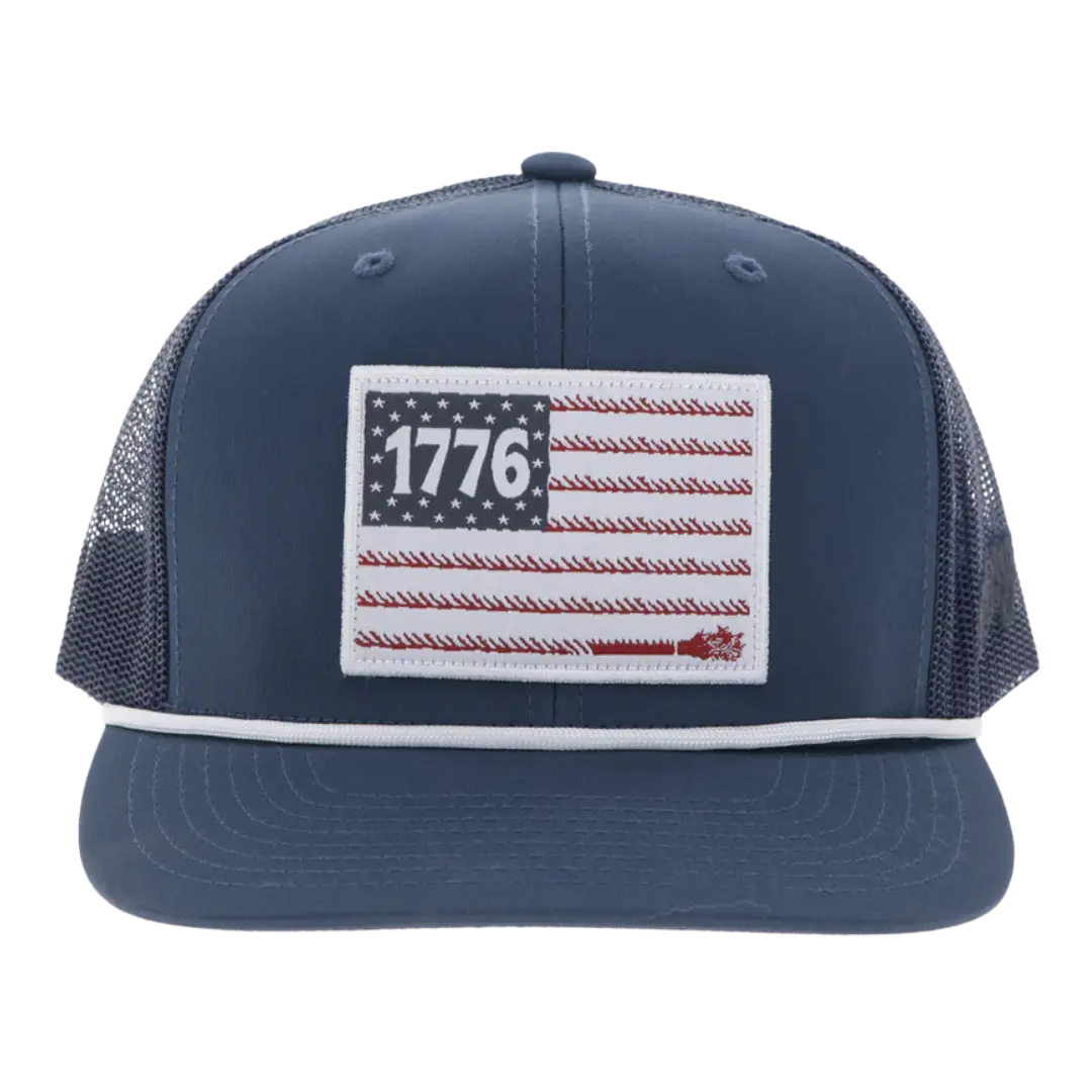 Hooey Liberty Roper Navy Blue 1776 Flag Patch Trucker Cap 2655T-NV