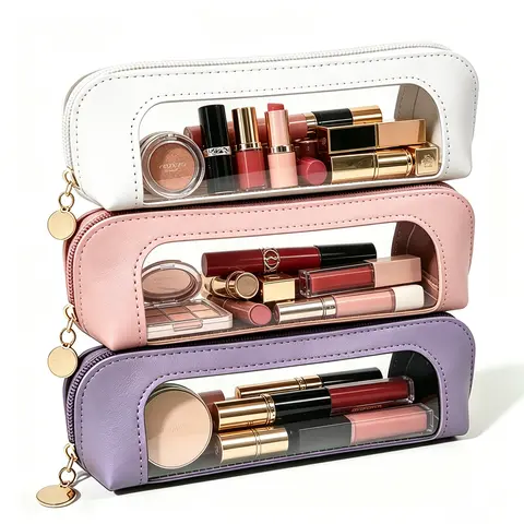 Multifunctional Portable Lightweight Makeup Brush & Cosmetic Bag - Single Item Zipper Pouch, Beauty Organizer, Makeup Brush Cleaner, Stationery Organization Solution for Female Fashionable Girls’ Travel & Daily Use