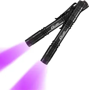 2 Pack UV Penlight Flashlight with Clip,Mini 395nm Mini Pen Light ,,Waterproof Ultraviolet Flashlight for Leak, Pet Urine, Scorpion, Hotel Inspection, Dry Stain and Bed Bug.