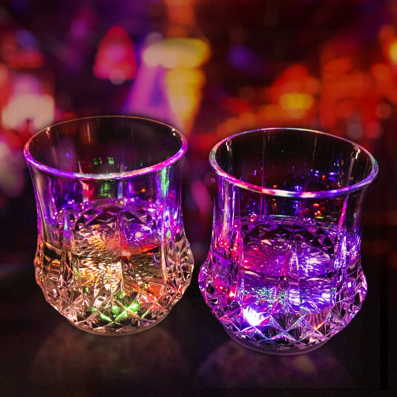 4-Pack Sturdy Liquid-Activated Colorful LED Drinkware, Aesthetic Illuminated Beverage Tumblers for Home Entertainment, Office Presentation Supplies