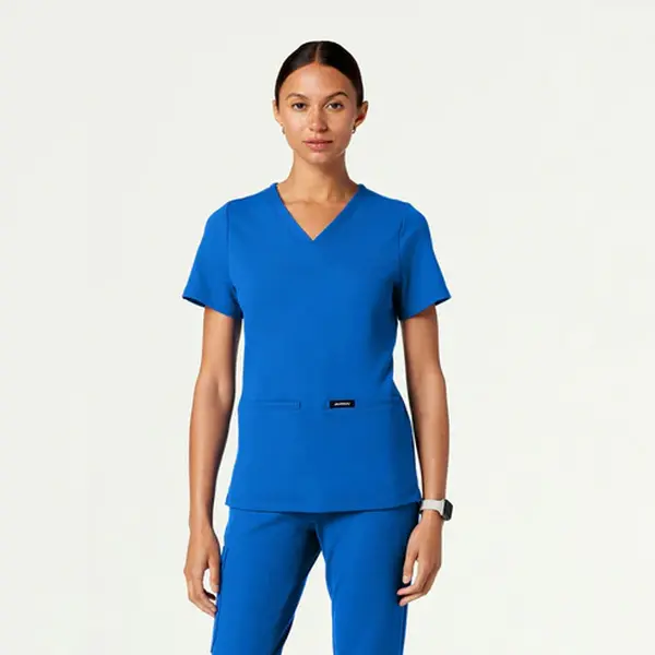 JAANUU Cesi Women's Slim Fit V-Neck Scrub Top, UltraSOFT 4-Way Stretch Knit with 2 Pockets Blue Collection