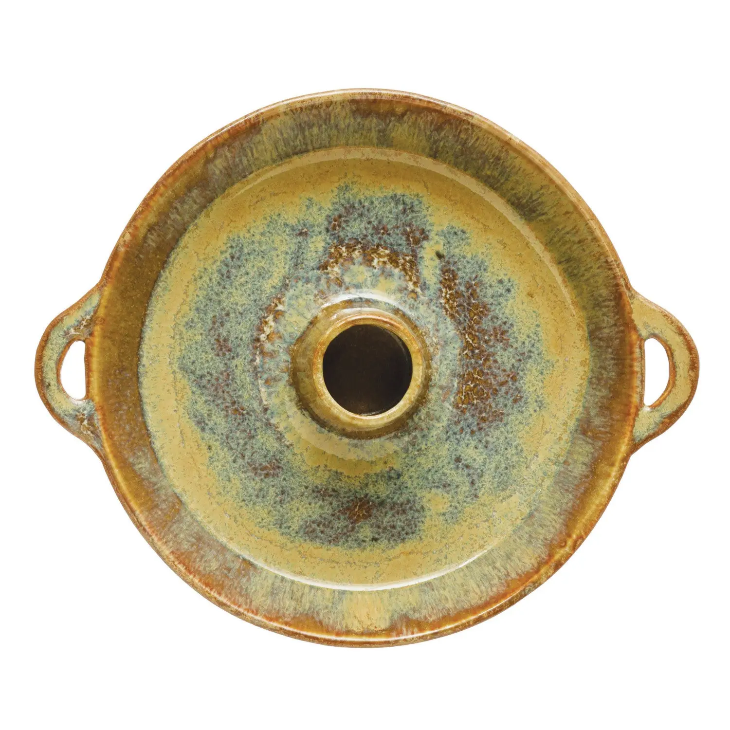 Brown Reactive Glaze Small Ceramic Plate with Integrated Toothpick Holder, Kitchen Serving Tableware Ceramic Dish for Party Use, Reactive Finish