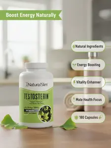 Natural Testosterone Booster Supplement for Men - 180 Capsules with Testofen, Zinc, L-Arginine - Energy Support, Strength Support