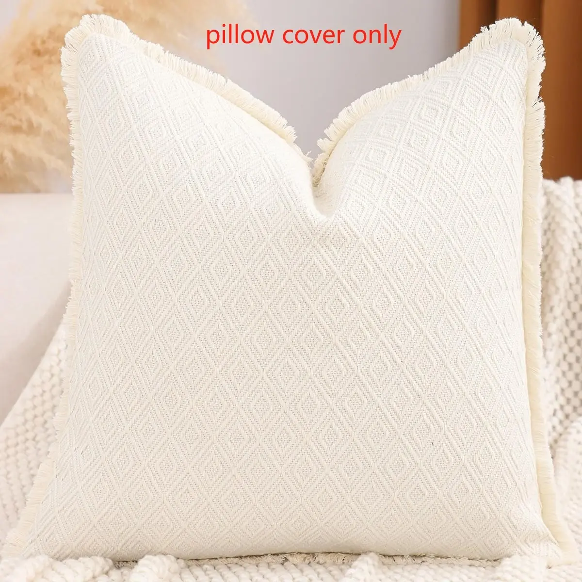 1pc Floral Embroidery Pillow Cover, Geometric Pattern Design, All-Season Home Decorative Cushion Case, Cushion Slipcovers, Ideal for Living Room & Sofa