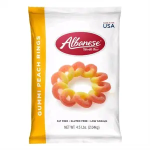 Albanese Peach Gummi Rings 4.5lb - Sweet and Chewy Snack