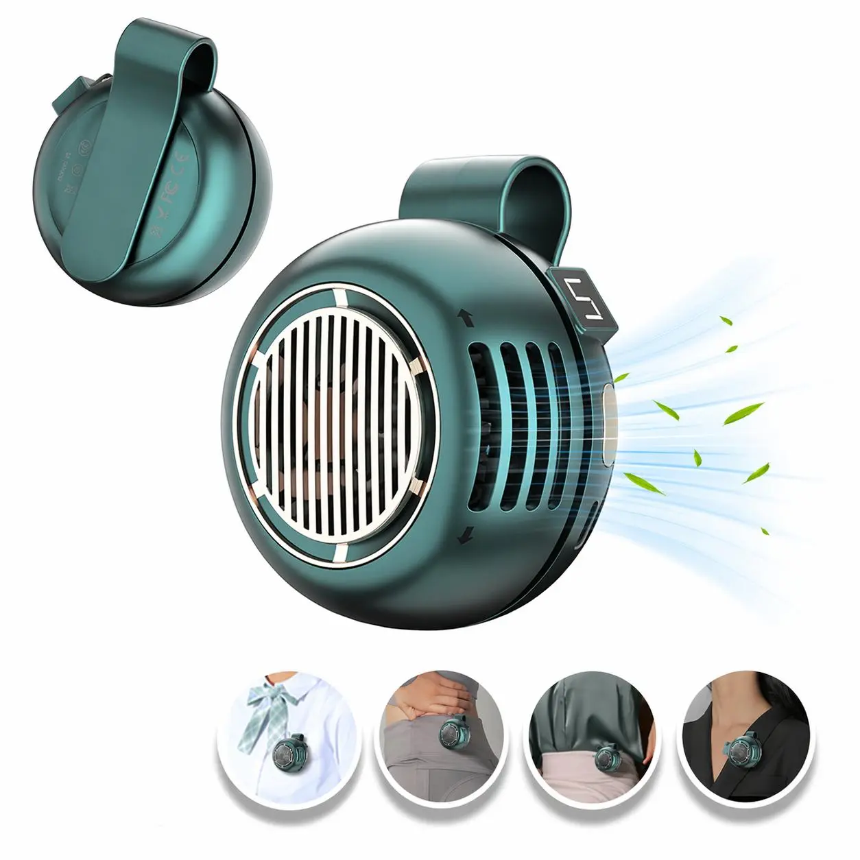 Portable Silent Mini Bladeless Fan Clip On, 2026 Upgrade Adjustable 5 Speed, LED Digital Display, 360° Rotatable, USB Rechargeable, For Outdoor, Travel, Office