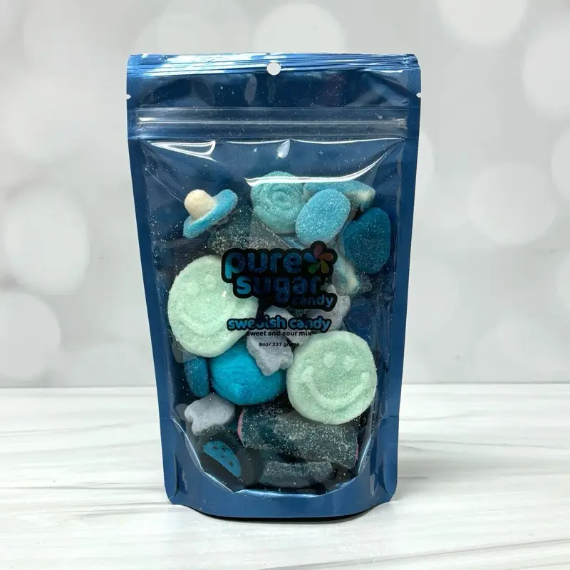 Limited Edition! ALL BLUE Swedish Candy Half Pound Sweet and Sour Candy Mix