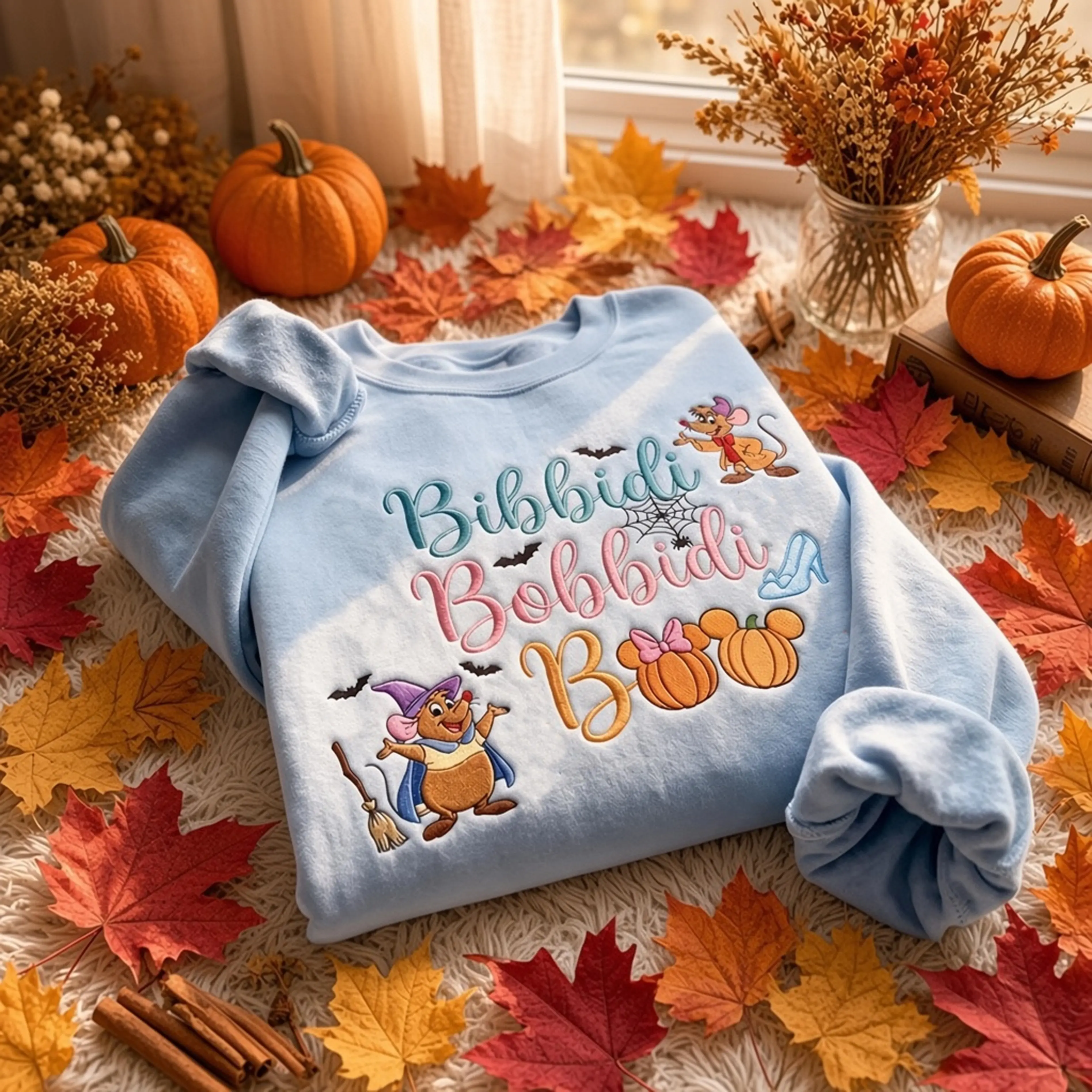 Embroidered Bibbidi Bobbidi Boo Halloween Sweatshirt, Magical Halloween Sweatshirt, Pumpkin Witch Crewneck, Fairy Tale Halloween Gift