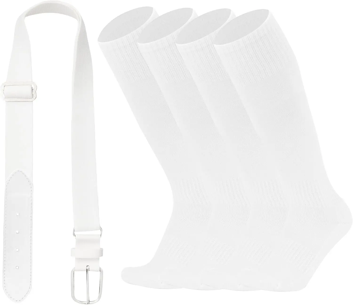 Youth Baseball Softball Socks and Belt Combo Set Adjustable Baseball Belt for Boys Girls(2Pairs of Socks with 1 Belt)