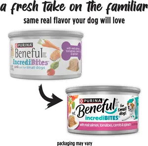 Purina Beneful Small Breed Wet Dog Food, IncrediBites Loaf With Real Salmon Recipe - (Pack of 12) 3 oz. Cans