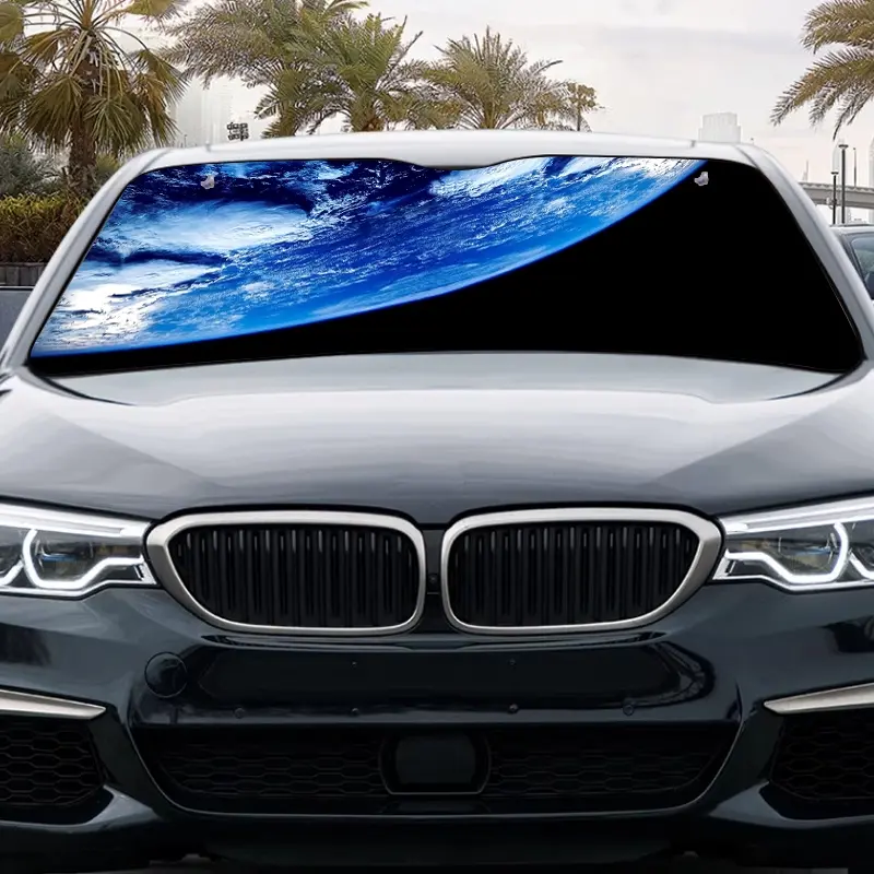Earth Space Planet Windshield Sun Shade, Foldable Portable UV Protection Car Windshield Sun Shade for RV SUV Front Placement, 54X27.5In, Easy Installation, Car Interior Accessories, Perfect Gift for Holidays Friends
