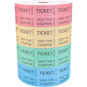 8000 Assorted Raffle Ticket Rolls, Double Raffle Tickets Set of 4 Colors Printable for Raffle, Events, Classroom, Entr, Class Reward & Door Prize