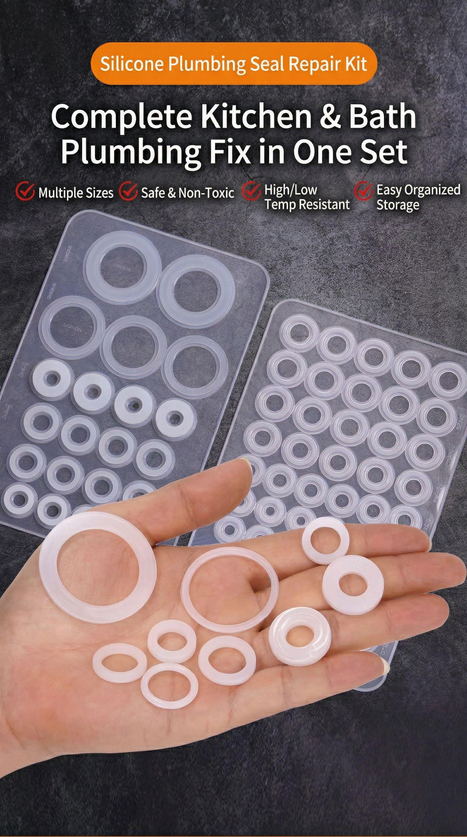 Universal Silicone Gasket Kit - 80+ Pcs Sealing Washer Assortment for Kitchen, Bathroom, Plumbing & Gas - Heat Resistant & Non-Toxic O-Rings for Faucets,
