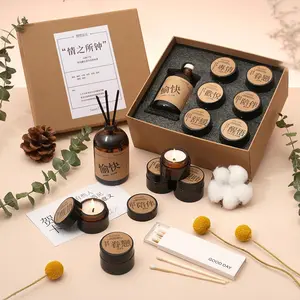 Rattan Aromatherapy Gift Set with Candles and Fireless Diffuser