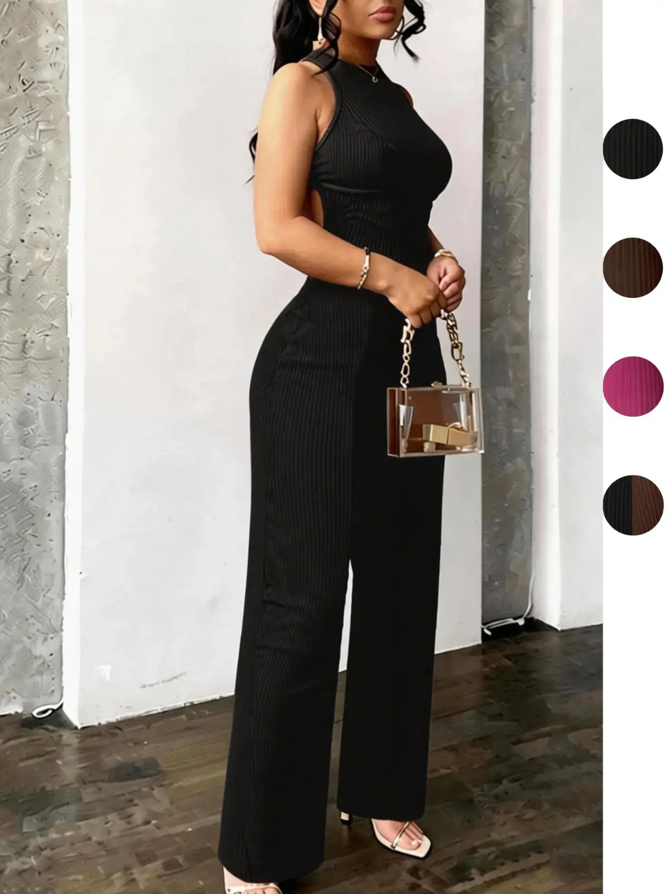 Women's Backless Cross-Strap Sleeveless Jumpsuit, Backless Overalls, Womenswear, Slim-Fit Long Pants, Casual Chic Spring and Fall One-Piece