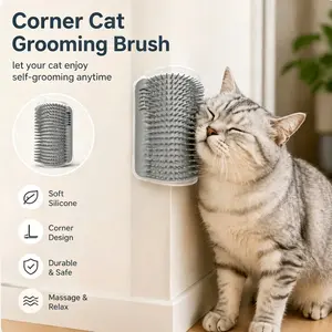 Corner Massage Brush for Cats and Small Pets, Ergonomic Design, Durable Self-Brushing Tool, Ideal for Kitten Care, Compact Size
